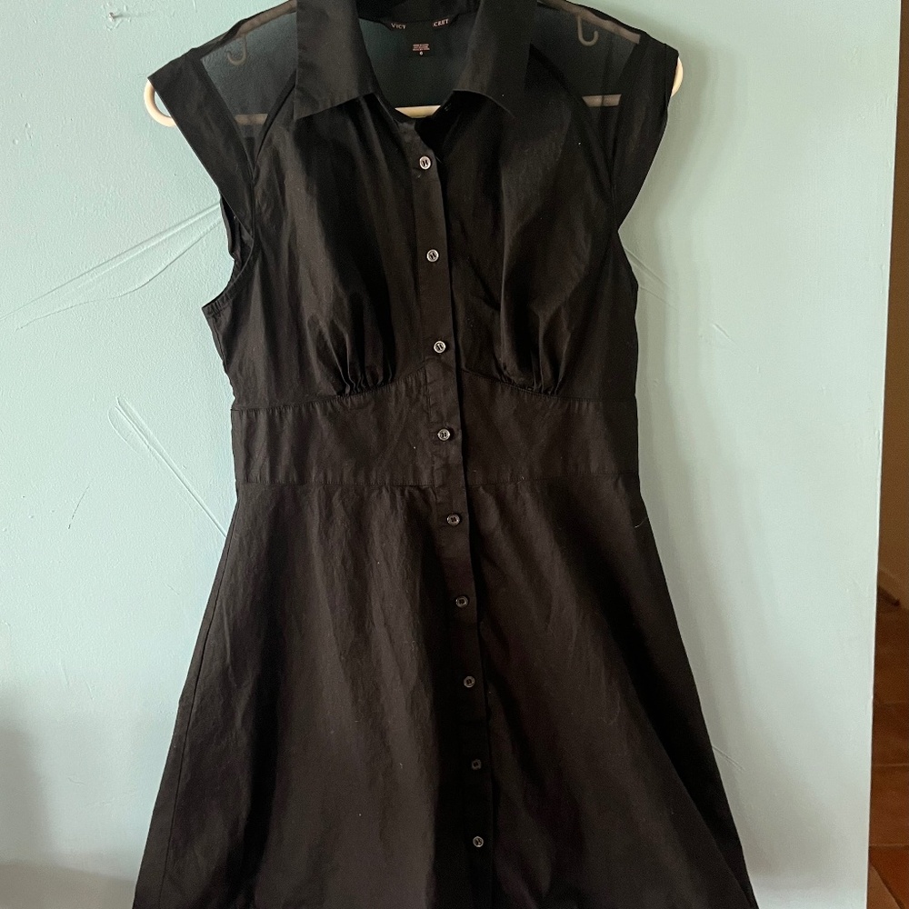 Victoria’s Secret Black Fit And Flare Button Up Dress Sz 6